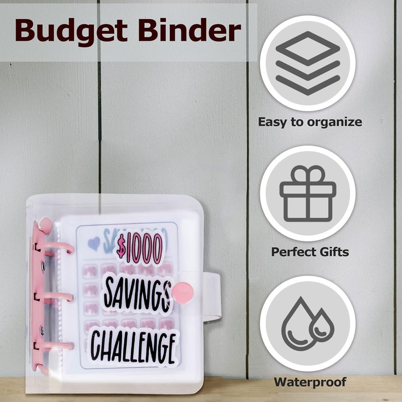 DVHOK Money Saving Binder, $1000 Money Saving Challenge Binder, Reusable Budget Book with Cash Envelopes Pink - Image 5